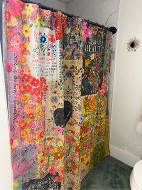 NATURAL LIFE Colorful Patchwork Floral Shower Curtain - Multicolor